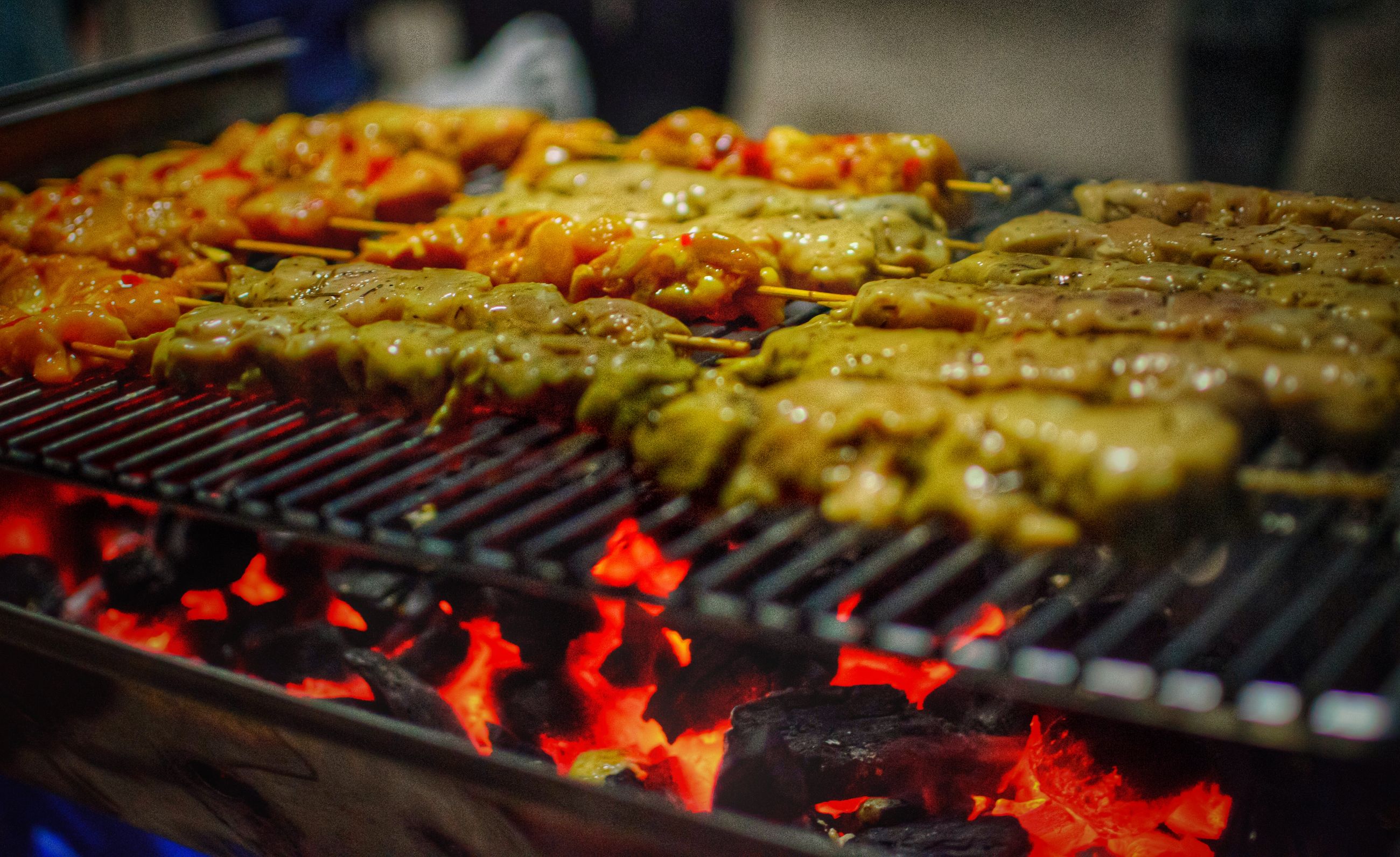 indoors, food and drink, food, freshness, still life, close-up, heat - temperature, meat, ready-to-eat, grilled, preparation, barbecue grill, cooking, selective focus, flame, indulgence, meal, barbecue, focus on foreground, unhealthy eating