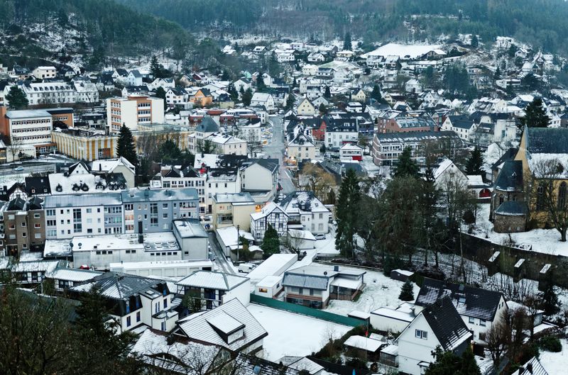 The snowy eifel village of schleiden
