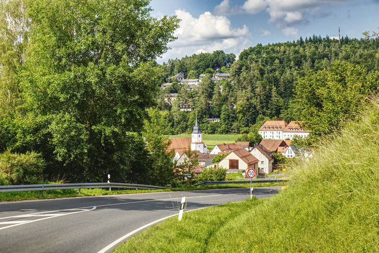 Scenic view of an upper franconian village along the road