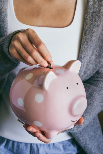 Piggy bank.  saving money for household payments, bank bills, family budgets, making investments.