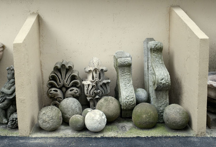 Close-up of objects on wall
