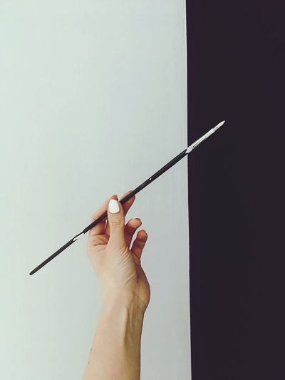 Cropped hand of woman holding paintbrush