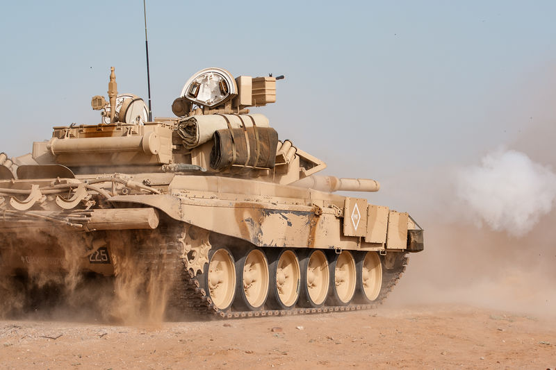 Tank shoots in the desert