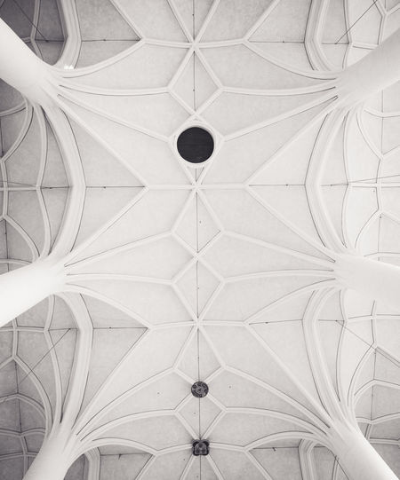Low angle view of white ceiling
