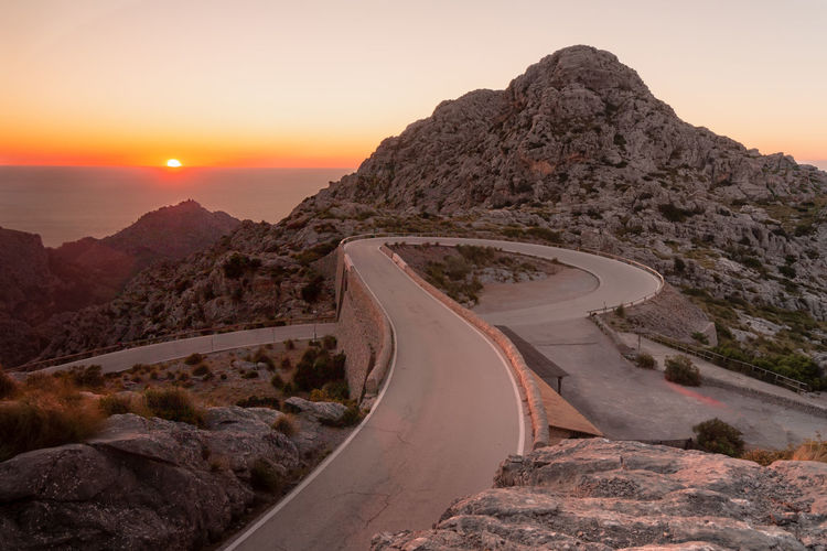 Spectacular mountain road known as nus de sa corbata in mallorca spain