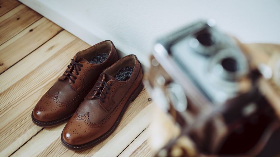 Close-up of brown shoes