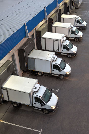 High angle view of vehicles on road