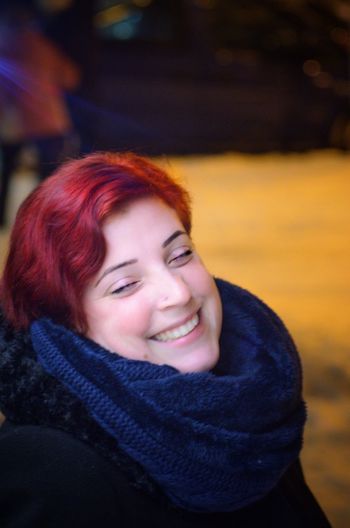 Portrait of smiling young woman in winter