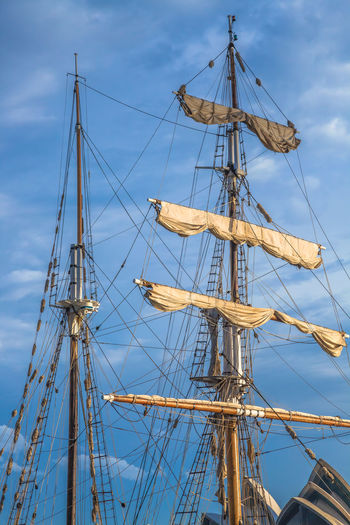 Low angle view of mast against sky