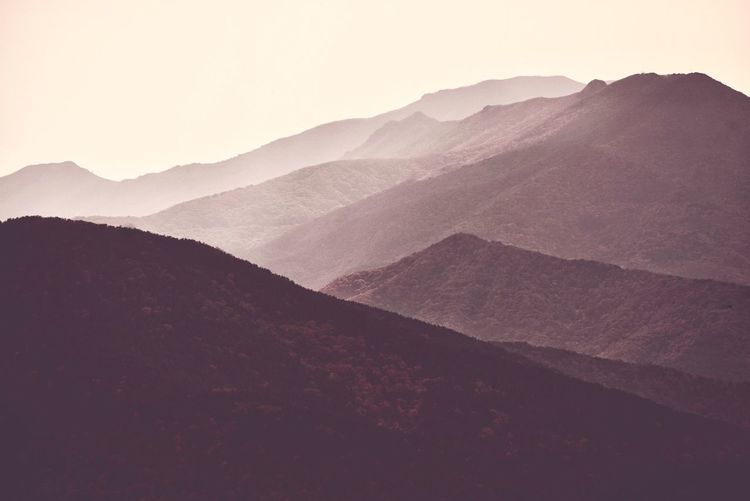 Scenic view of mountains against clear sky