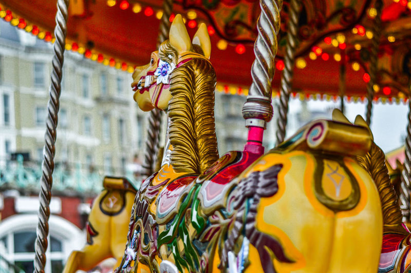 Close-up of carousel horse