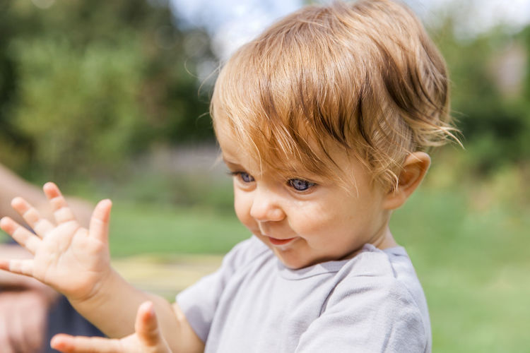 Close-up of cute boy smiling