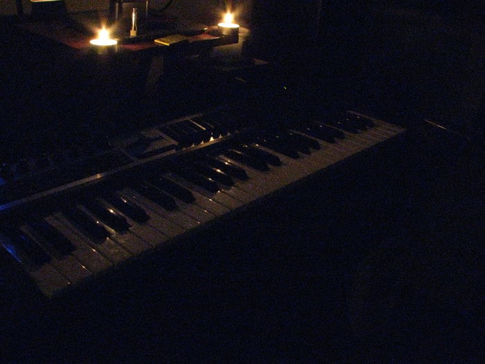 Close-up of illuminated piano