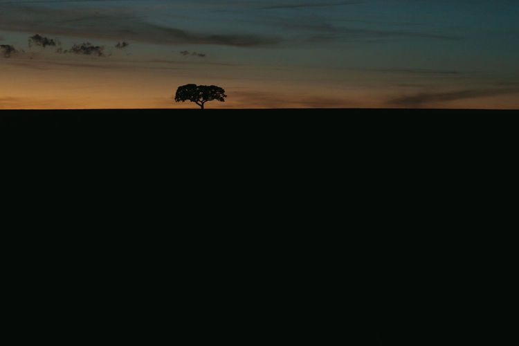 Silhouette people at sunset