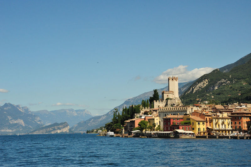 Scaliger castle and houses by lake garda