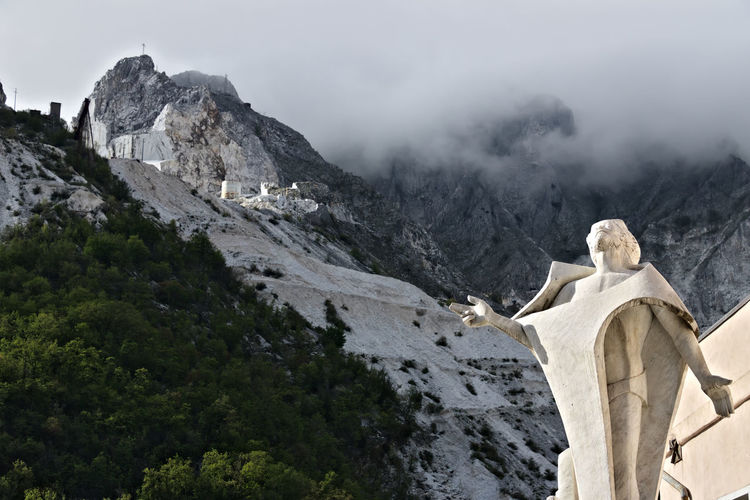 Scenic view of mountain range against sky