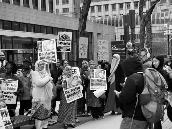 People protesting against buildings in city