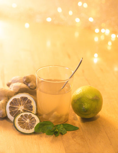 Close-up of fruits on table