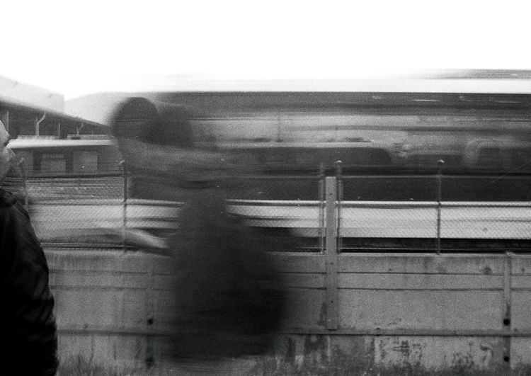 Blurred motion of train against sky