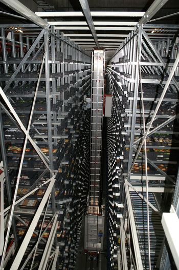 Automated warehouse. boxes keep on rack automation system