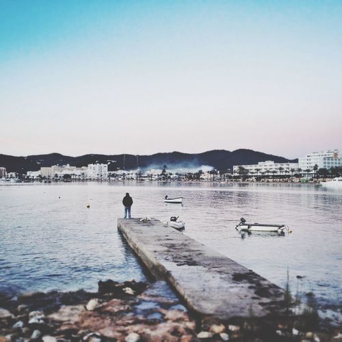 Scenic view of sea against clear sky