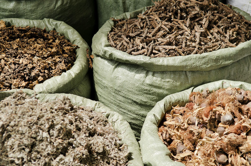 Close-up of spices for sale in market