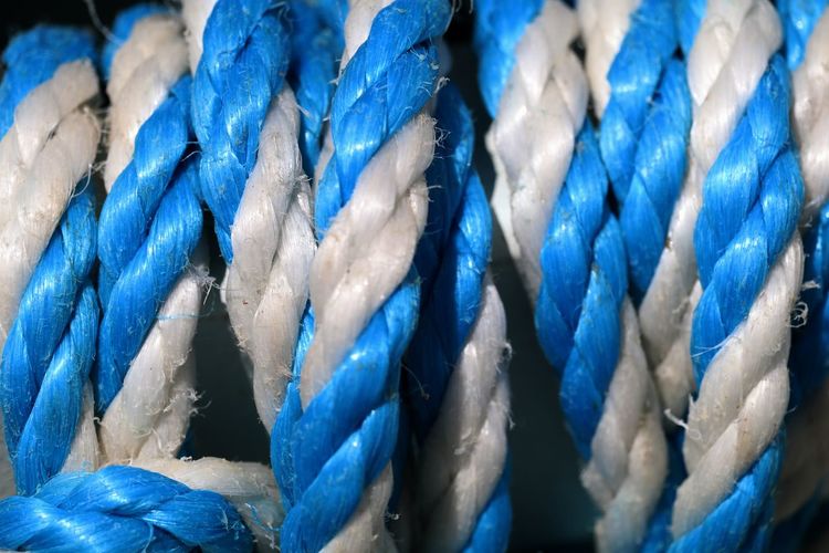 Full frame shot of white and blue rope