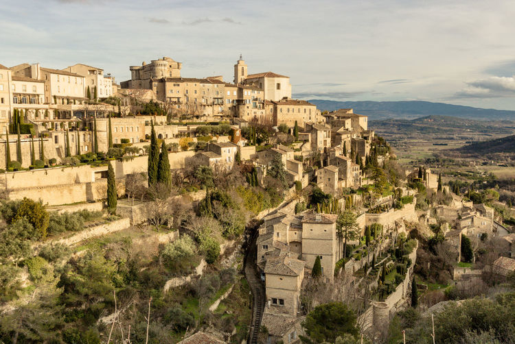 High angle view of village of gordes in provence