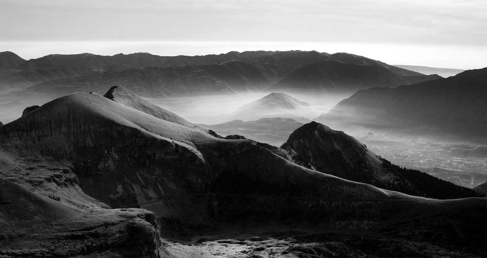Scenic view of mountains against sky