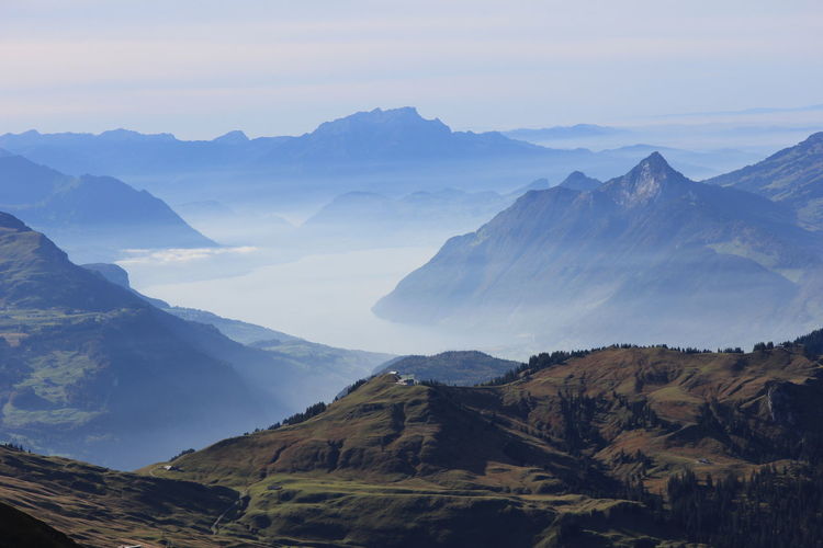 Scenic view of mountains against sky