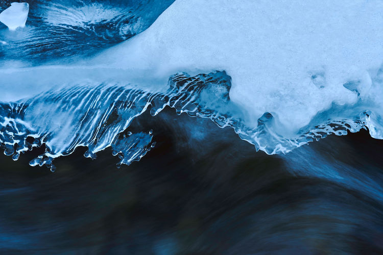 High angle view of frozen sea