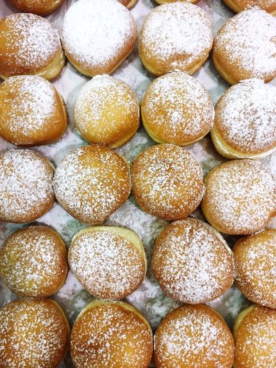 Full frame shot of donuts on tray during hanukkah