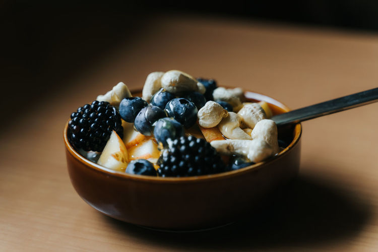 Close-up of breakfast served in bowl
