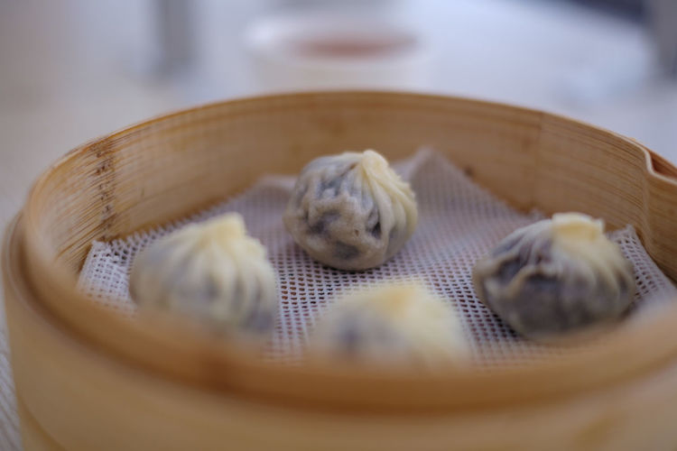 High angle view of dimsum on table
