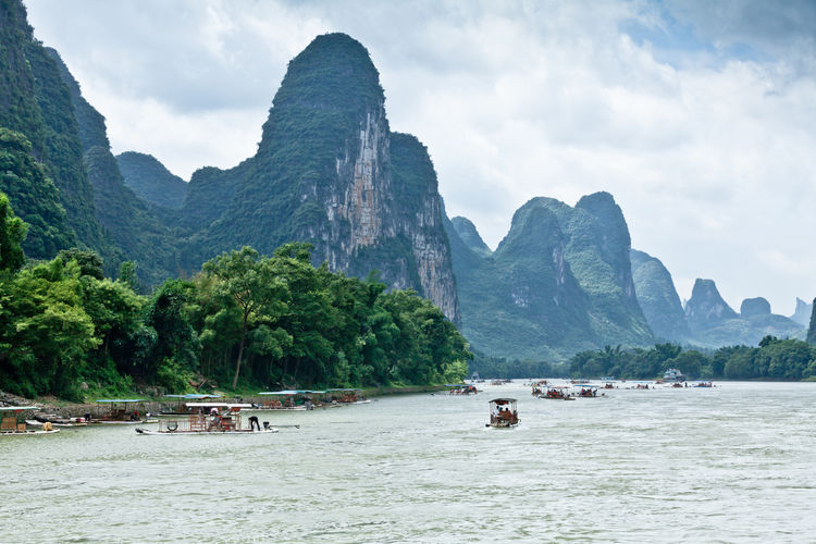 China guilin li river panorama from a boat