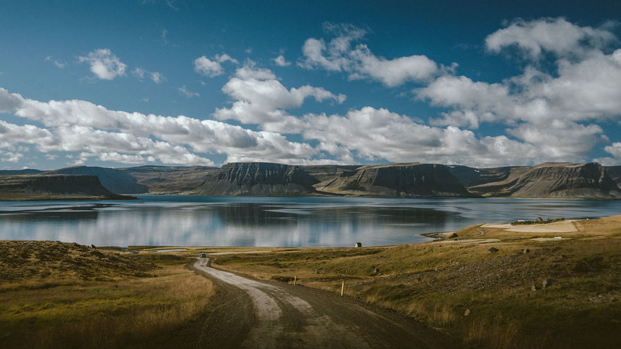 Scenic view of lake against sky
