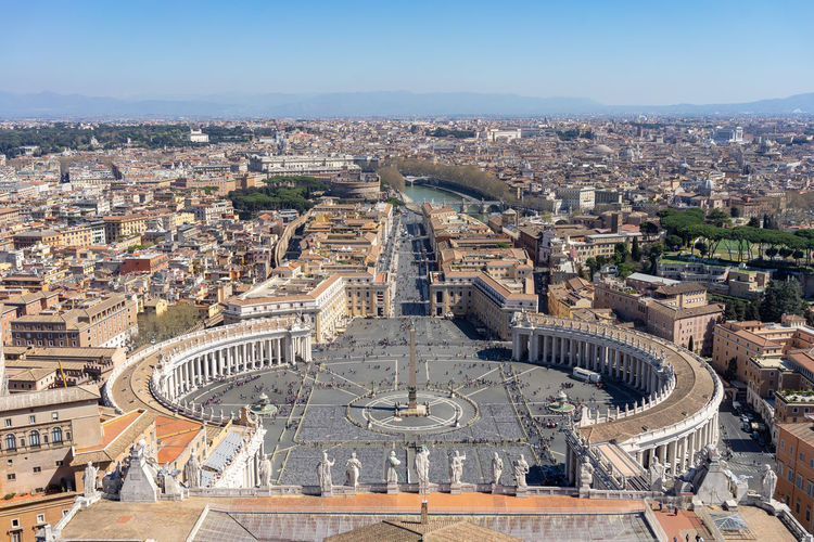 High angle view of st peters square and buildings in city