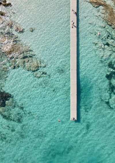 High angle view by sea