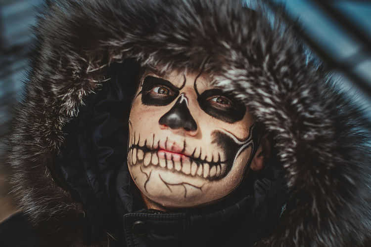 Close-up portrait of man at halloween