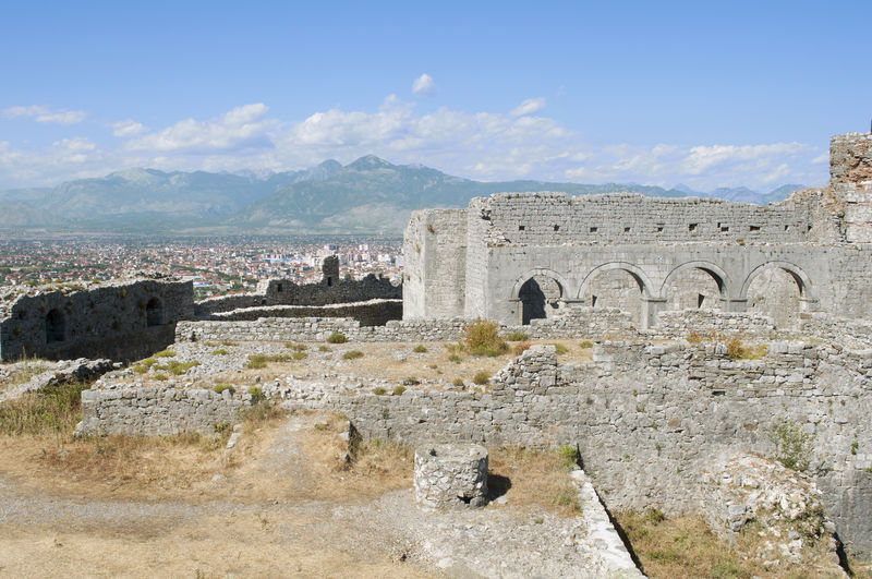 Old castle and mountain panorama. shkodër, albania