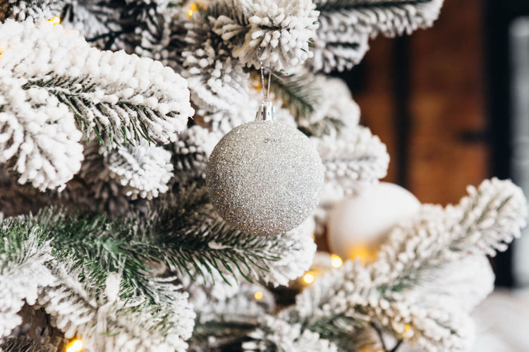 Close-up of christmas tree decoration