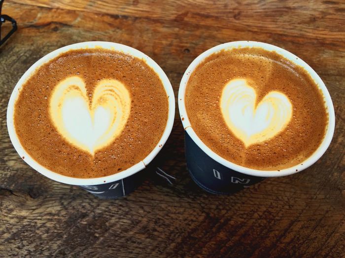Close-up of cappuccino on table