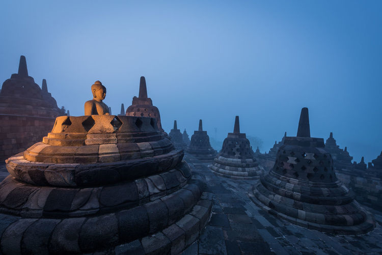 Panoramic view of a temple against building