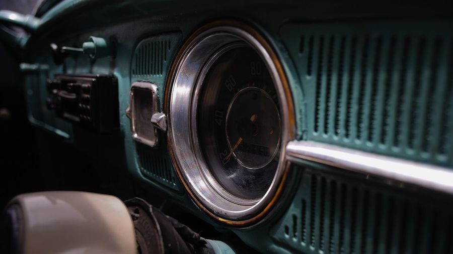 Speedometer of vintage car