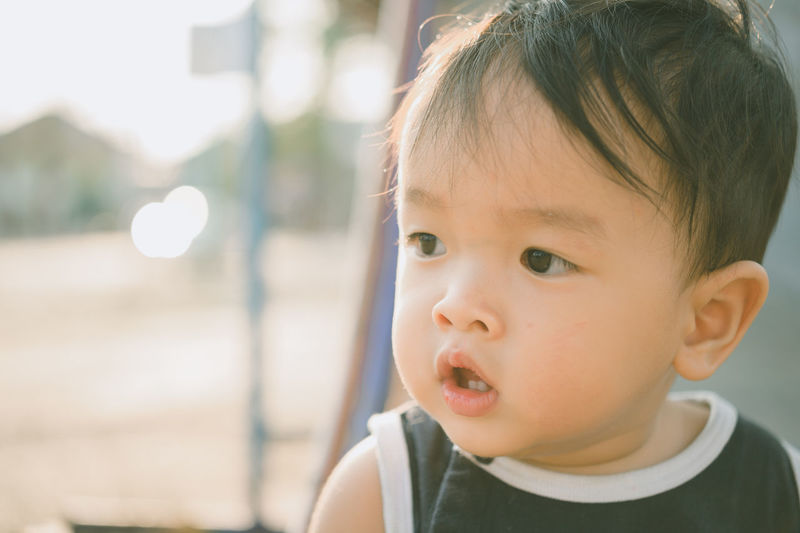 Close-up portrait of cute boy