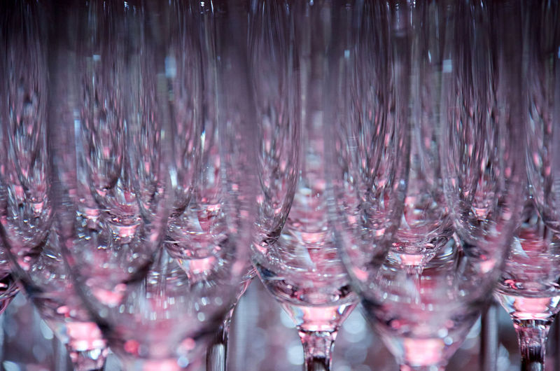 Close-up of champagne glasses