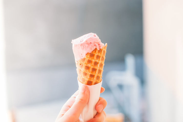 Close-up of ice cream cone in hand