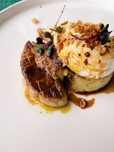 High angle view of meal served in plate