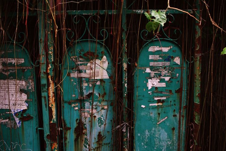 Old metal door of abandoned building
