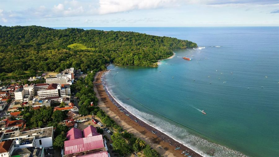 High angle view of sea against sky
